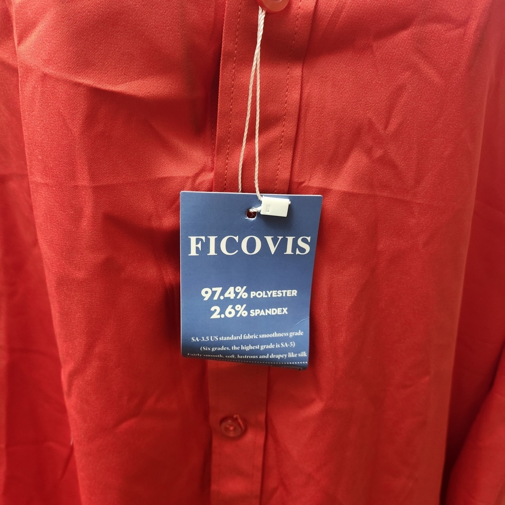 Women's Vibrant Red Button Down Shirt - Picture 3 of 6